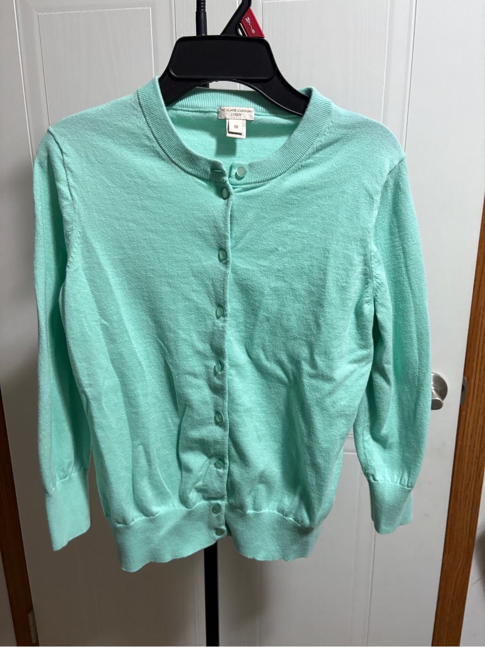 J. Crew Mint Green Button-Front Crewneck Cardigan
